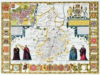 Cambridgeshire, gegraveerd door Jodocus Hondius (1563-1612) uit John Speed